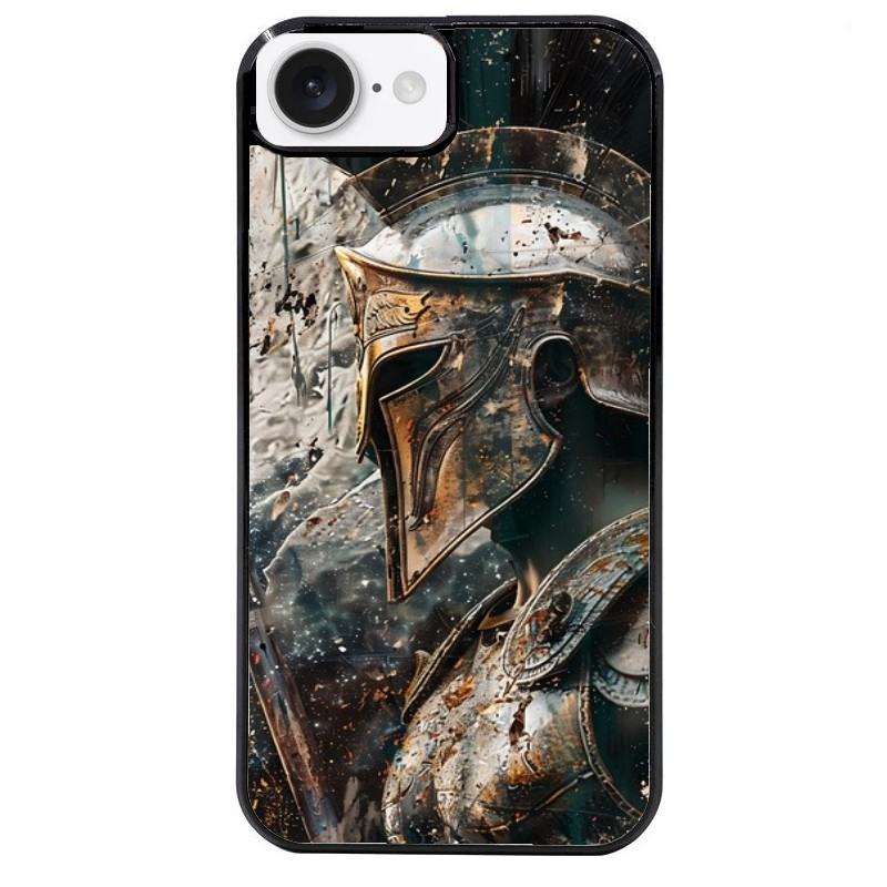Coque noire taperso pour Iphone 16 16E PLUS MAX PRO avec motif spartan guerrier protection antichoc personnalisée
