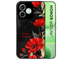 Coque noire pour Honor 600 LITE avec motif fleur rouge avec prenom protection antichoc personnalisée