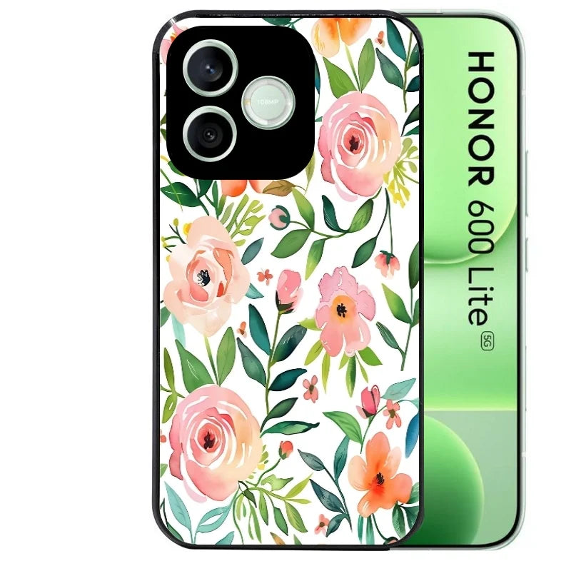 Coque noire pour Honor 600 LITE avec motif fleur des champs protection antichoc personnalisée
