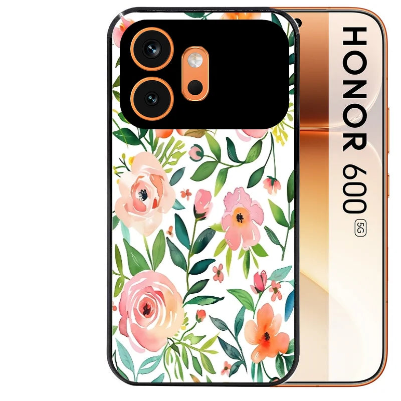 Coque noire taperso pour Honor 600 et 600 PRO avec motif fleur des champs protection antichoc personnalisée
