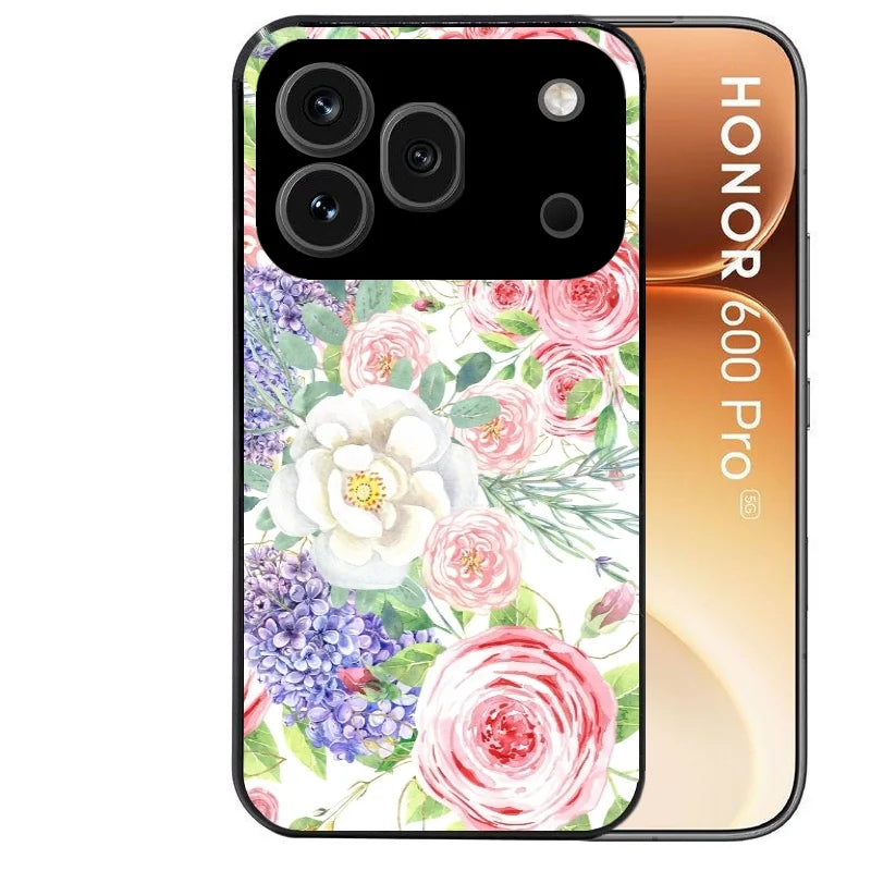 Coque noire taperso pour Honor 600 et 600 PRO avec motif fleur couleur pastel protection antichoc personnalisée