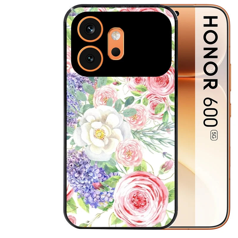 Coque noire taperso pour Honor 600 et 600 PRO avec motif fleur couleur pastel protection antichoc personnalisée