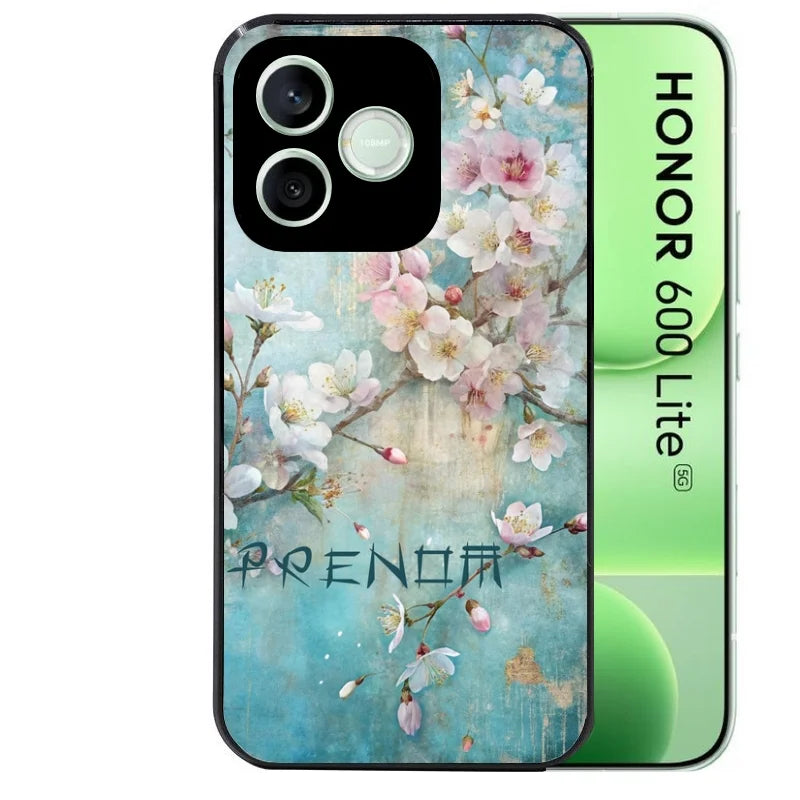 Coque noire pour Honor 600 LITE avec motif fleur sakura personnaliséee protection antichoc personnalisée
