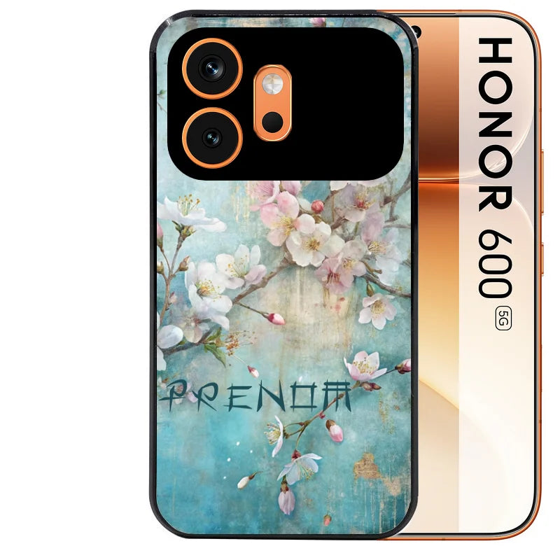 Coque noire taperso pour Honor 600 et 600 PRO avec motif fleur sakura personnalisee protection antichoc personnalisée