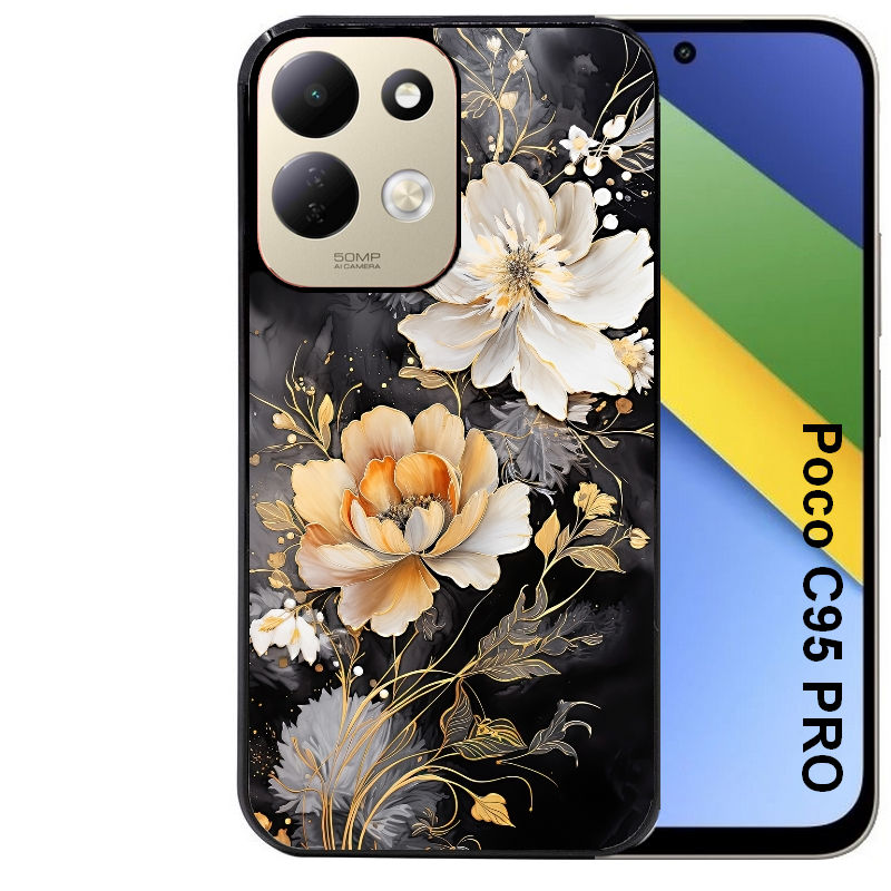Coque pour POCO C95 PRO fleur blanche