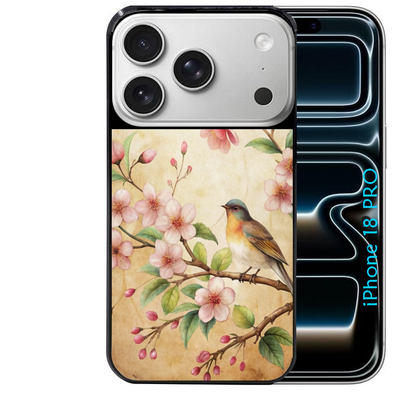 Coque pour Iphone 18 / PRO / PRO MAX / 18E fleur et colibri