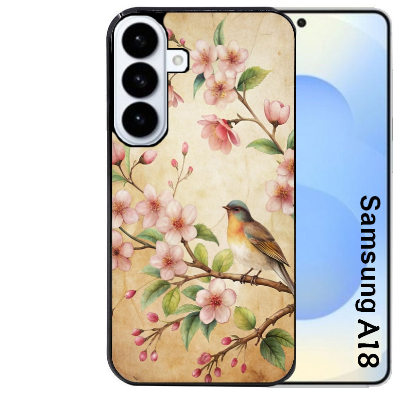 Coque pour Galaxy A08 A18 A28 A38 A58 fleur et colibri