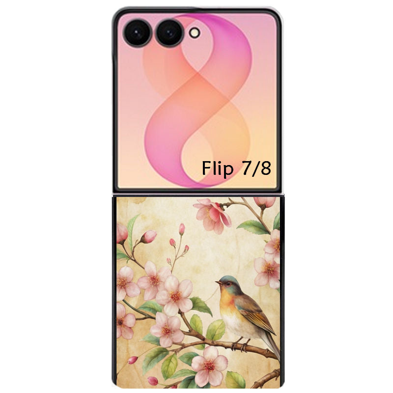 Coque pour Z FLIP 6 7 8 fleur et colibri