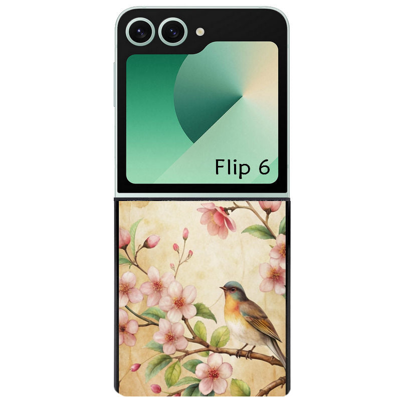 Coque pour Z FLIP 6 7 8 fleur et colibri