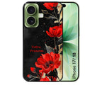 Coque pour Iphone 18 / PRO / PRO MAX / 18E personnalisée fleur rouge avec prenom