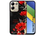 Coque pour POCO C95 PRO personnalisée fleur rouge avec prenom