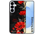 Coque pour Galaxy A08 A18 A28 A38 A58 personnalisée fleur rouge avec prenom