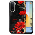 Coque pour POCO C81 PRO personnalisée fleur rouge avec prenom