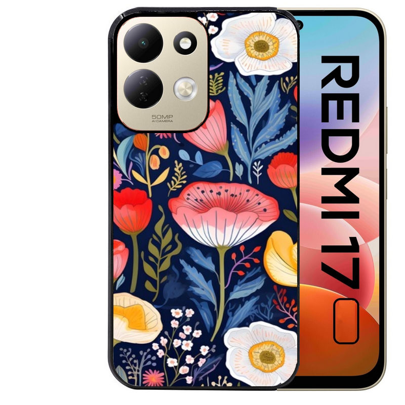 Coque pour Redmi 17 et 17C 4G 5G fleur coquelicot