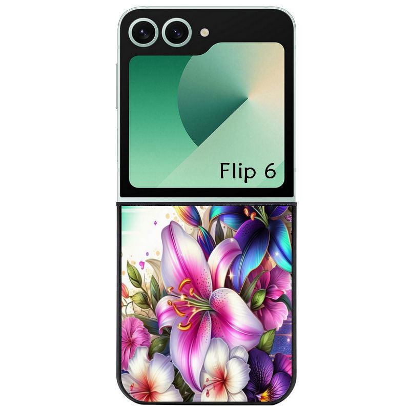Coque pour Z FLIP 6 7 8 fleur fluo