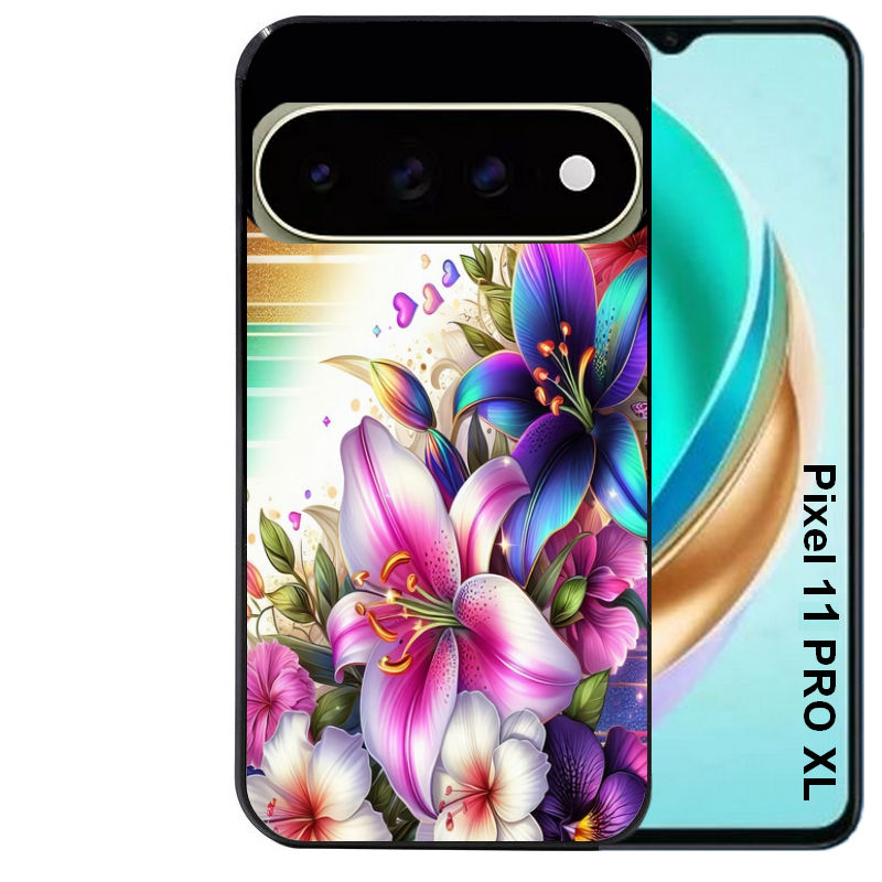 Coque pour Pixel 10 / 11 / PRO / XL fleur fluo