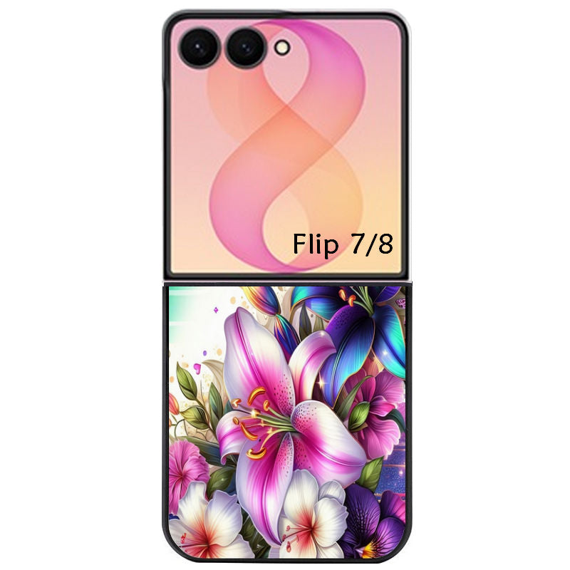 Coque pour Z FLIP 6 7 8 fleur fluo