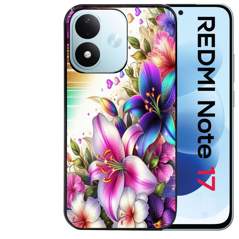 Coque pour Redmi Note 17 et PRO 4G 5G Max fleur fluo