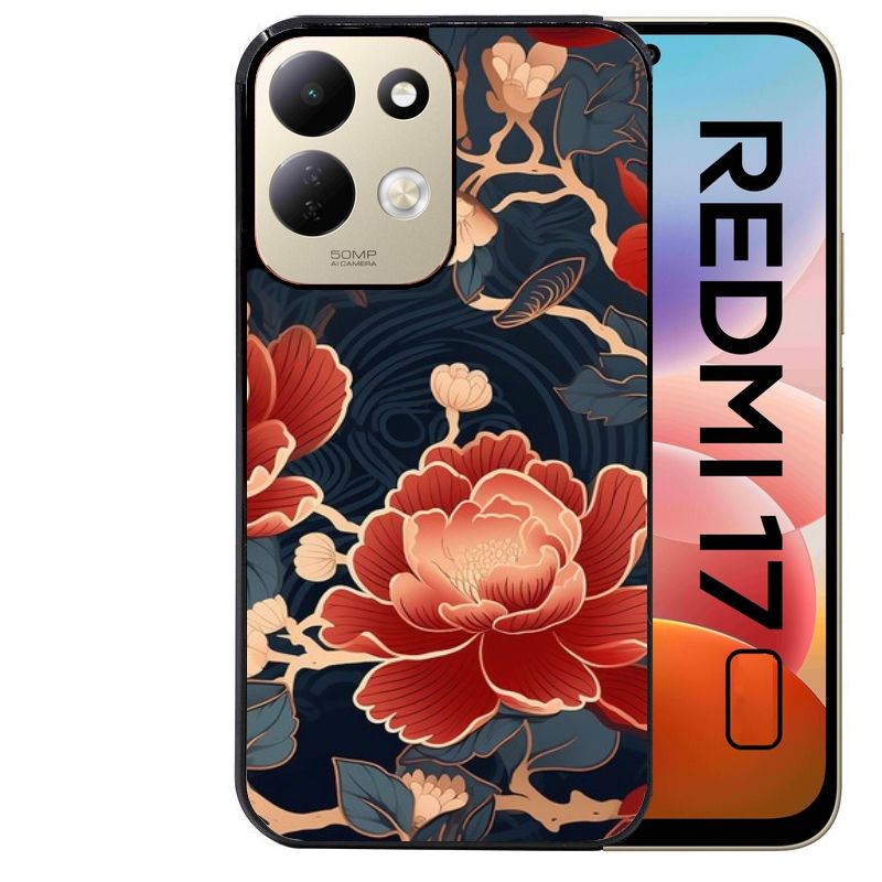 Coque pour Redmi 17 et 17C 4G 5G fleur japan