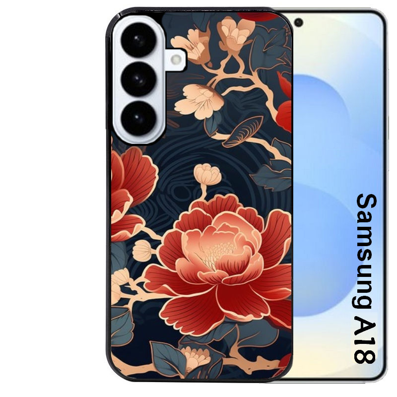 Coque pour Galaxy A08 A18 A28 A38 A58 fleur japan