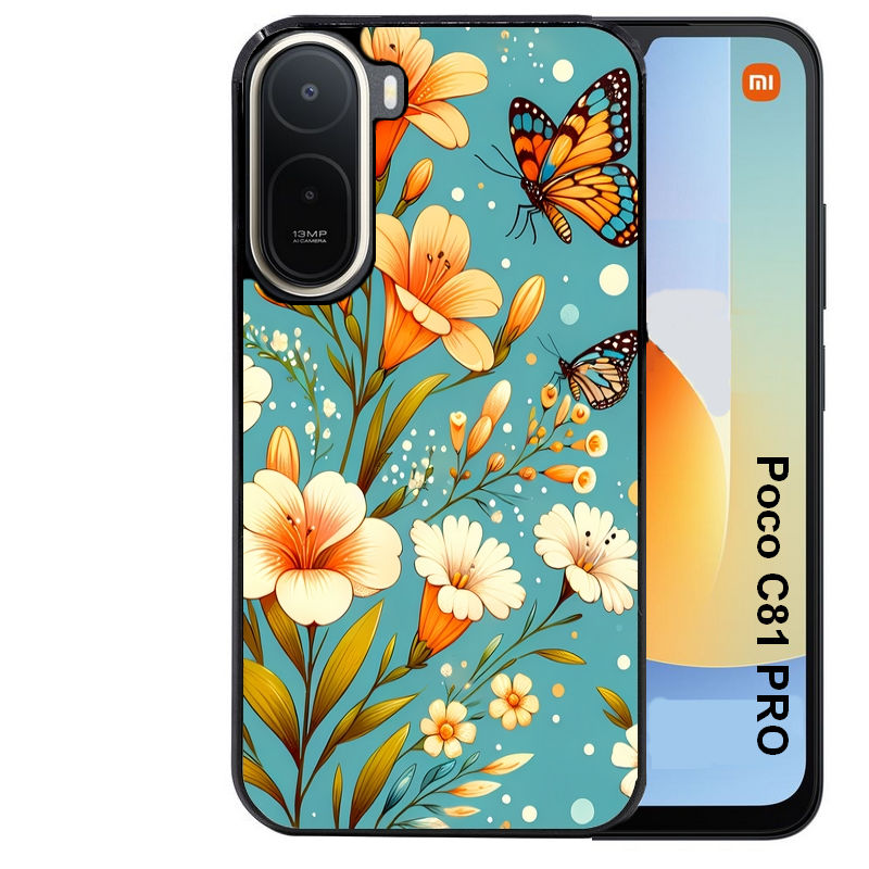 Coque pour POCO C81 PRO fleur orange