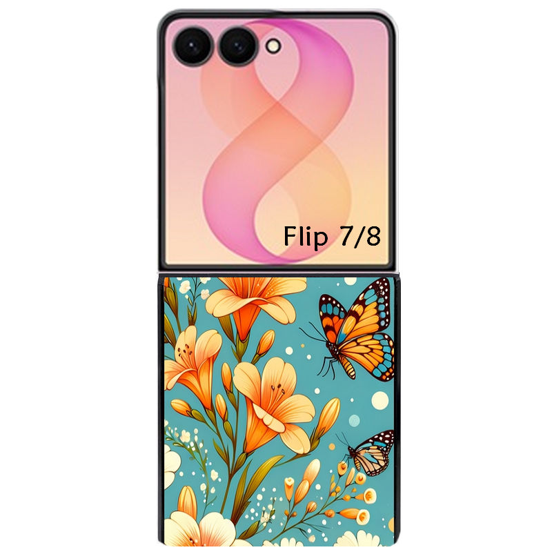 Coque pour Z FLIP 6 7 8 fleur orange