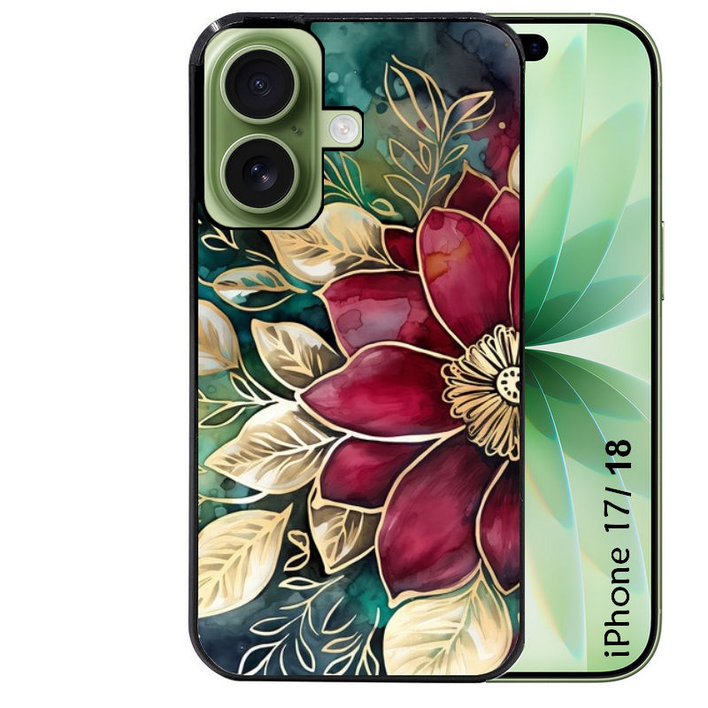 Coque pour Iphone 18 / PRO / PRO MAX / 18E fleur poinsettia style noel