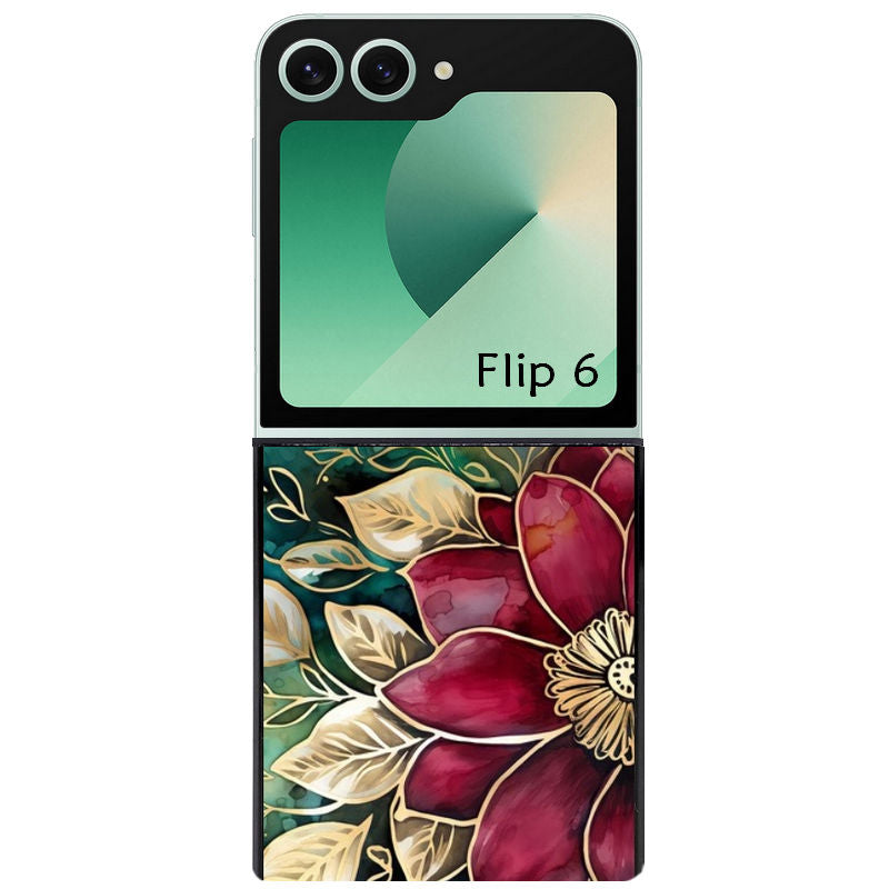Coque pour Z FLIP 6 7 8 fleur poinsettia style noel
