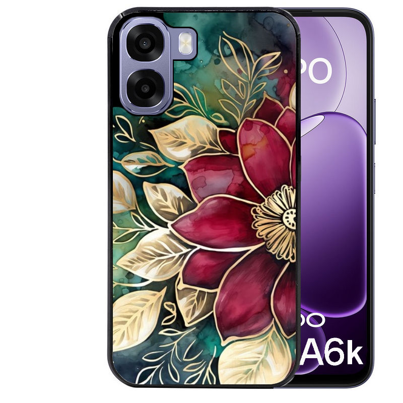 Coque pour Oppo A6 A6 A6K fleur poinsettia style noel