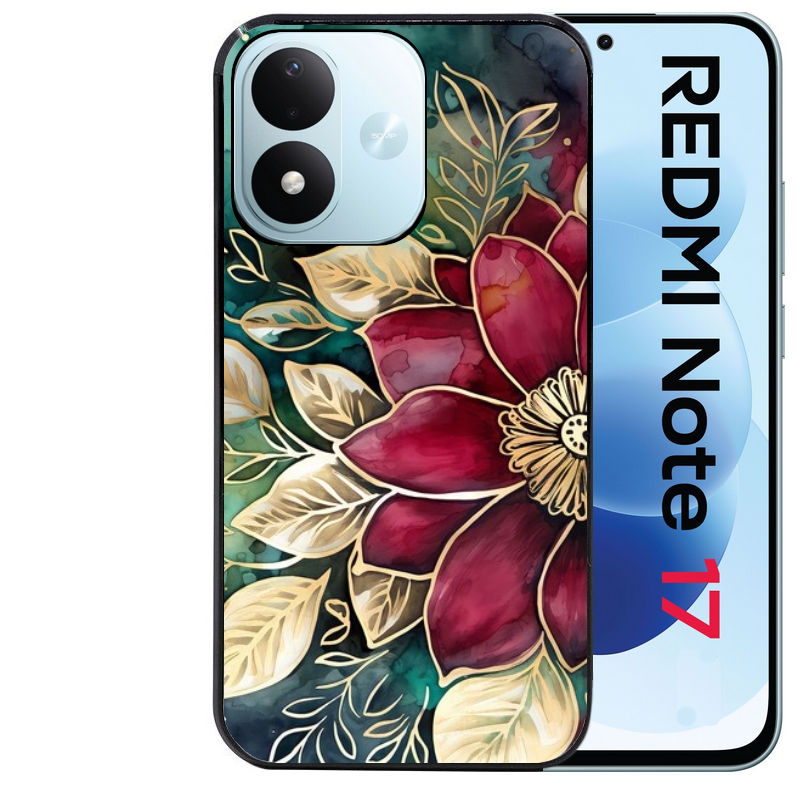 Coque pour Redmi Note 17 et PRO 4G 5G Max fleur poinsettia style noel