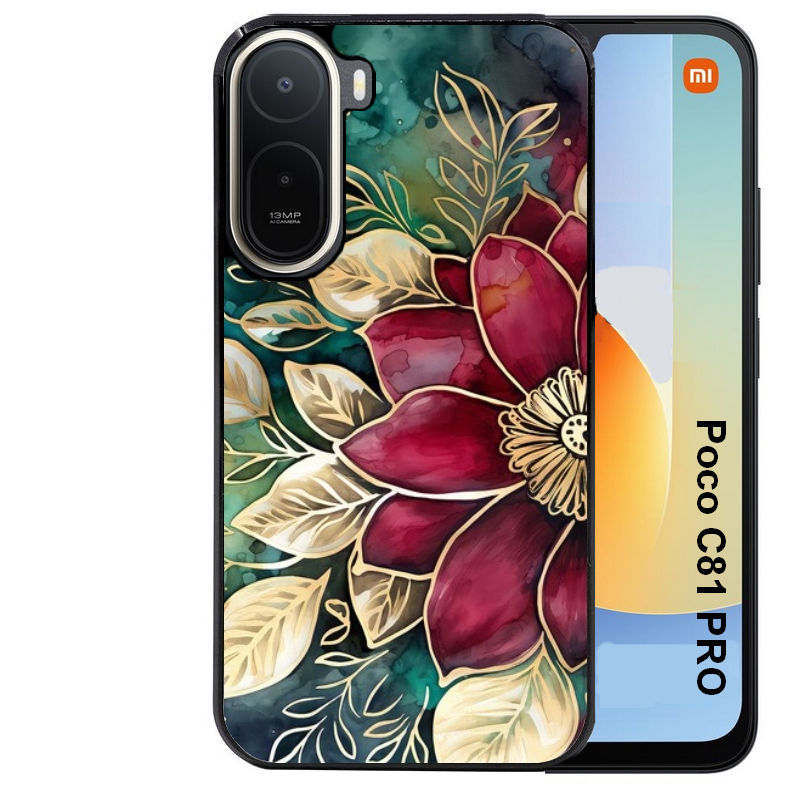 Coque pour POCO C81 PRO fleur poinsettia style noel