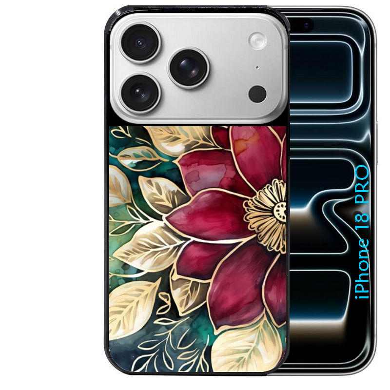 Coque pour Iphone 18 / PRO / PRO MAX / 18E fleur poinsettia style noel