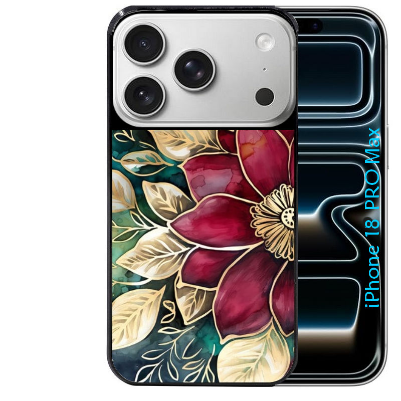 Coque pour Iphone 18 / PRO / PRO MAX / 18E fleur poinsettia style noel