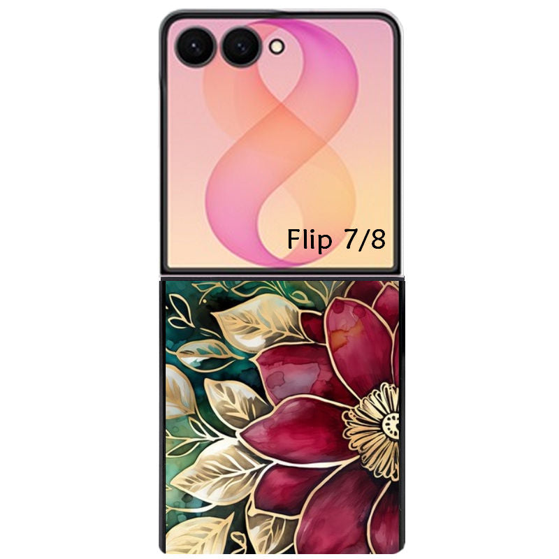 Coque pour Z FLIP 6 7 8 fleur poinsettia style noel