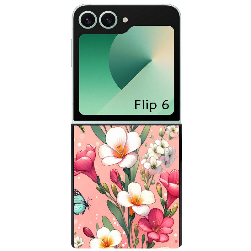 Coque pour Z FLIP 6 7 8 fleur rose