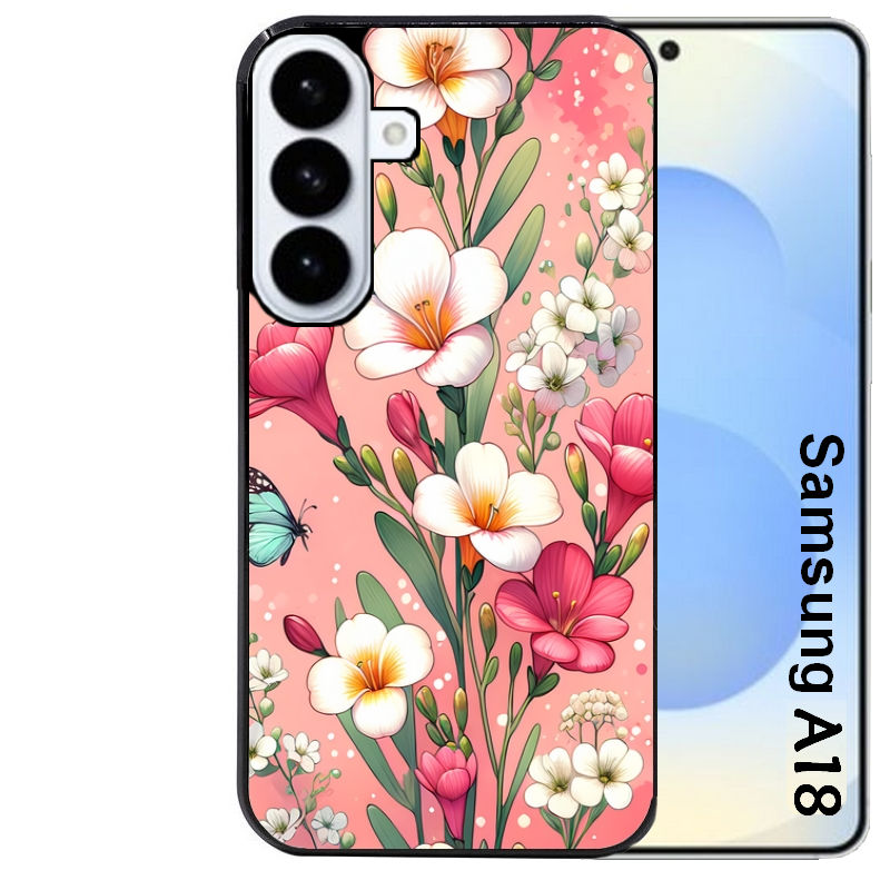 Coque pour Galaxy A08 A18 A28 A38 A58 fleur rose