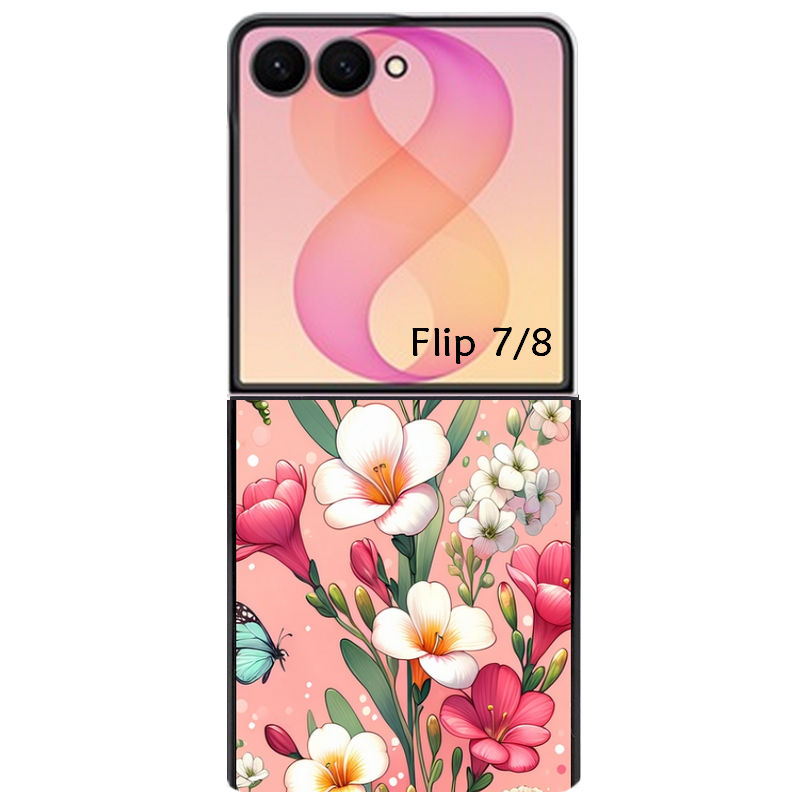 Coque pour Z FLIP 6 7 8 fleur rose