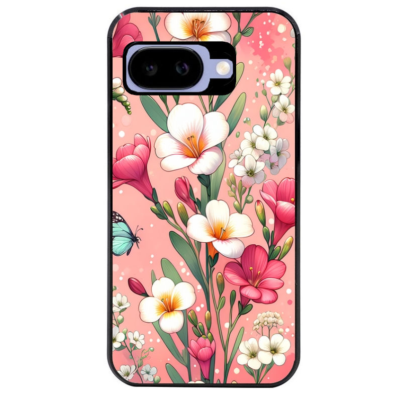 Coque pour Pixel 8A 9A 10A fleur rose