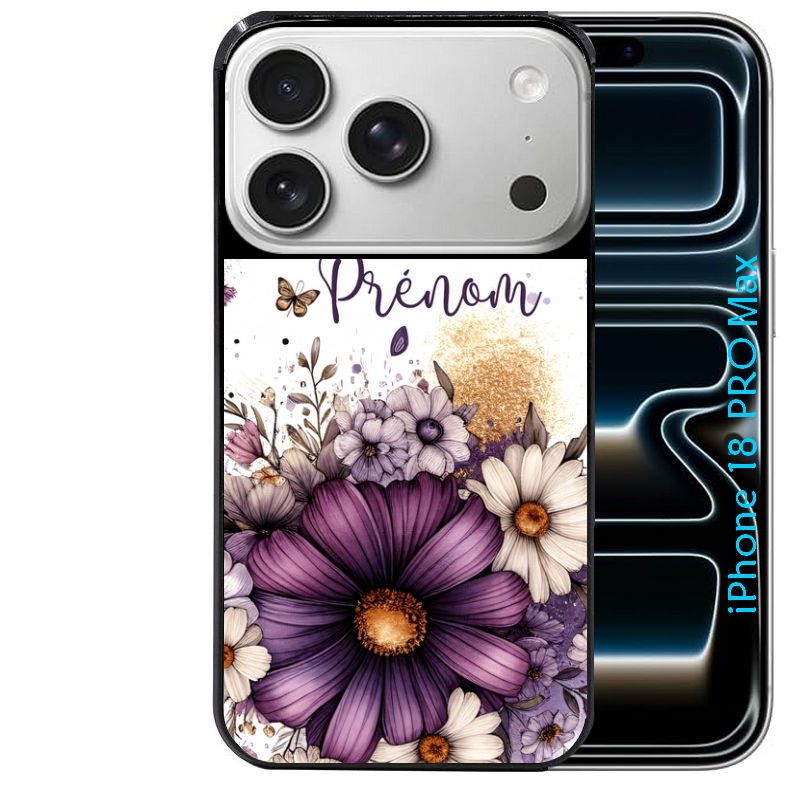 Coque pour Iphone 18 / PRO / PRO MAX / 18E fleur violette