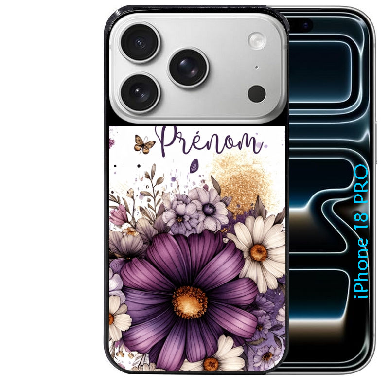 Coque pour Iphone 18 / PRO / PRO MAX / 18E fleur violette
