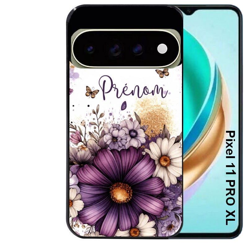 Coque pour Pixel 10 / 11 / PRO / XL fleur violette