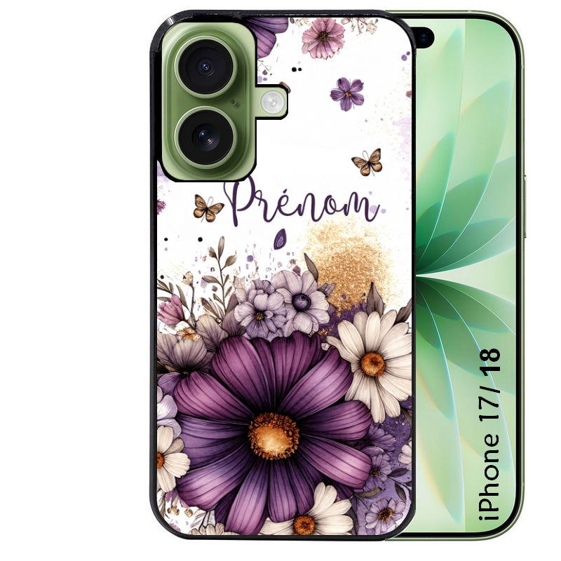 Coque pour Iphone 18 / PRO / PRO MAX / 18E fleur violette
