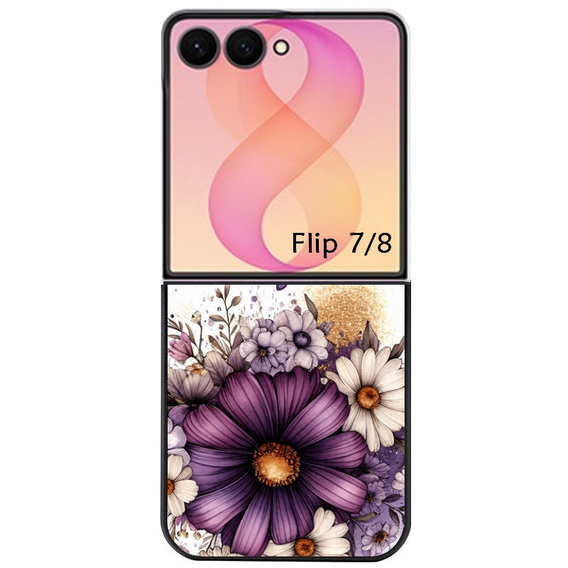 Coque pour Z FLIP 6 7 8 fleur violette