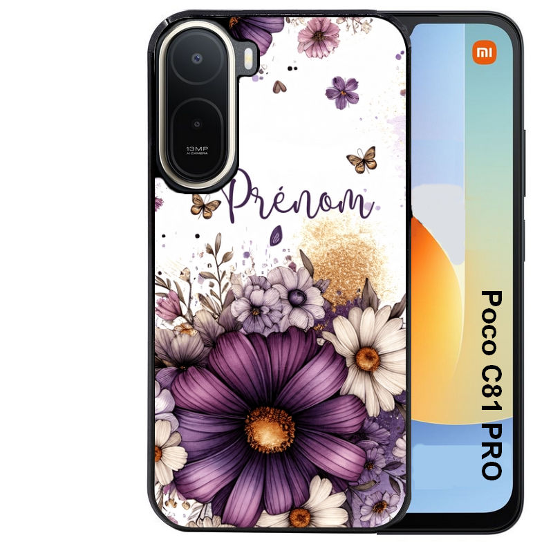 Coque pour POCO C81 PRO fleur violette