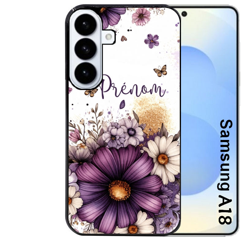 Coque pour Galaxy A08 A18 A28 A38 A58 fleur violette