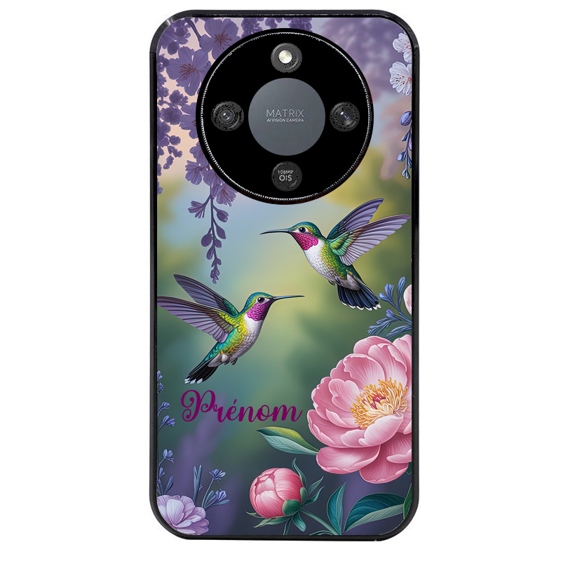 Coque noire taperso pour Magic 5 6 LITE et PRO avec motif colibri couple personnalise protection antichoc personnalisée