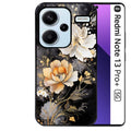 Coque noire taperso pour Redmi Note 13 PRO PLUS 5G avec motif fleur blanche protection antichoc personnalisée