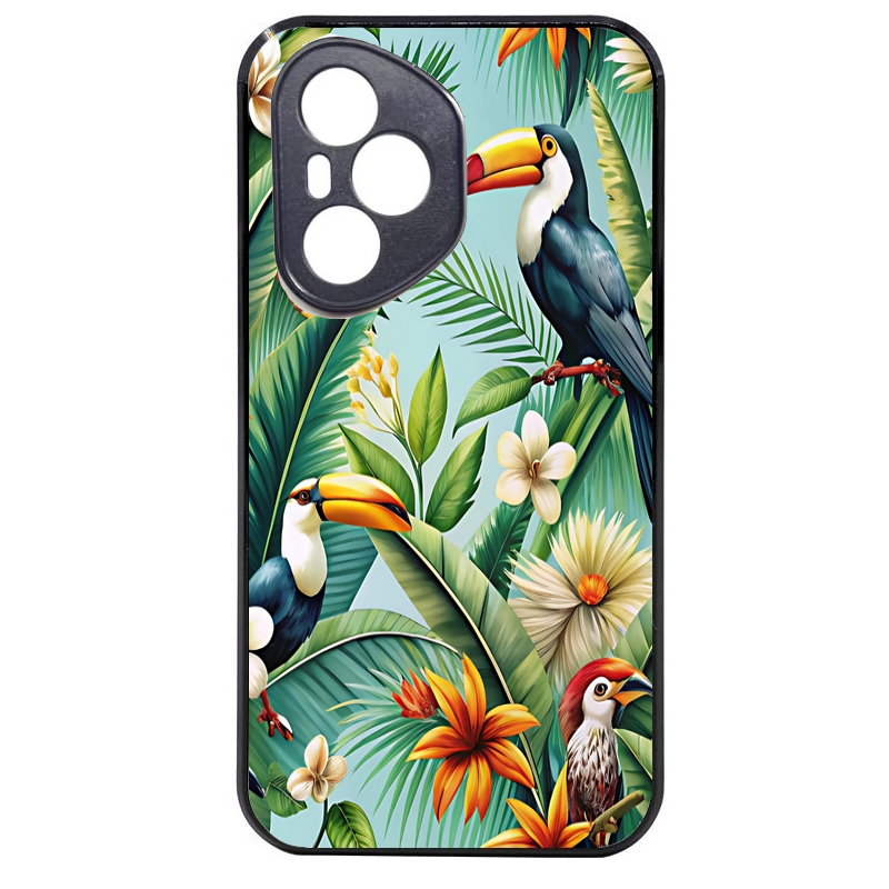 Coque noire taperso pour Honor 400 et Lite Pro Smart avec motif perroquet tropical protection antichoc personnalisée