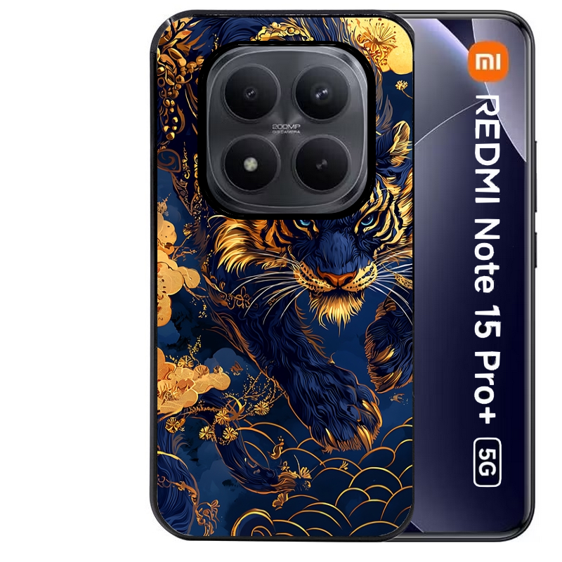 Coque noire taperso pour Redmi Note 15 et PRO PLUS 4G 5G avec motif tigre et fleur protection antichoc personnalisée
