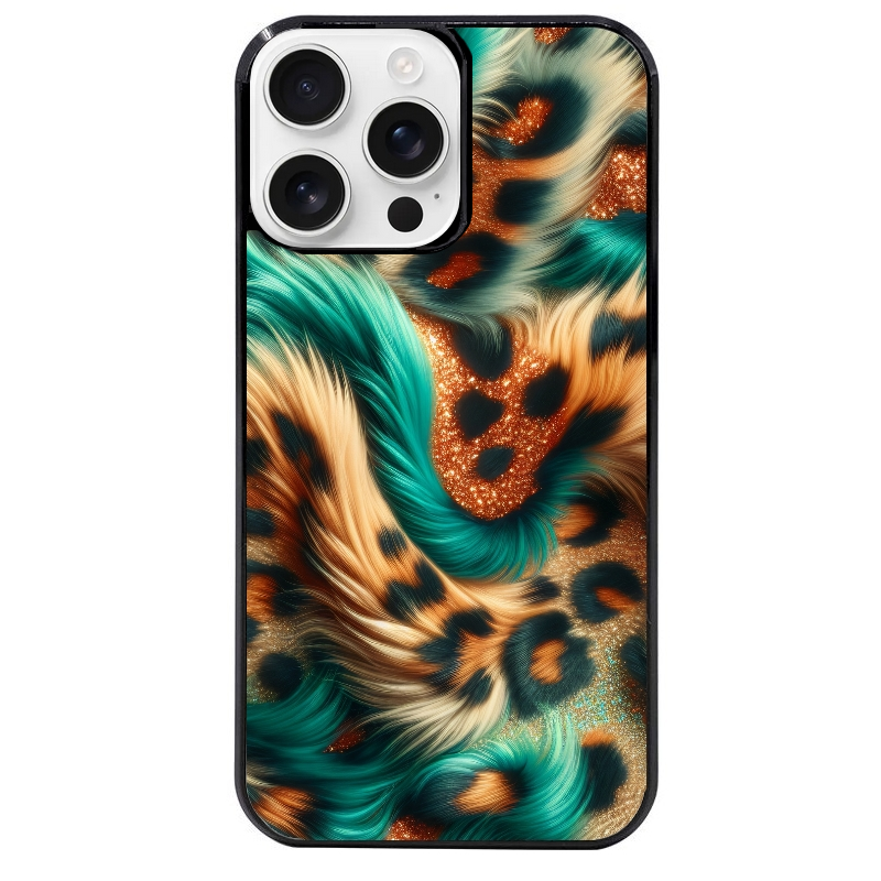 Coque noire taperso pour Iphone 16 16E PLUS MAX PRO avec motif effet fourrure leopard 3 protection antichoc personnalisée